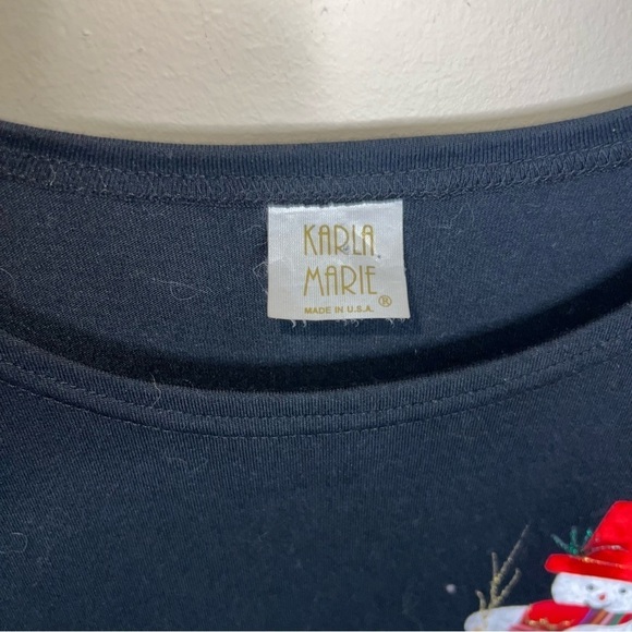 Vintage Karla Marie Snowman Maxi Dress Black Size Large - Picture 10 of 10